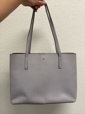 Tory Burch Gray Leather Tote Bag
